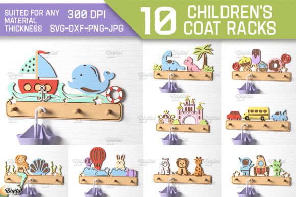 3D Children's Coat Rack Laser Cut Bundle: A Versatile Design Resource for Creative Projects