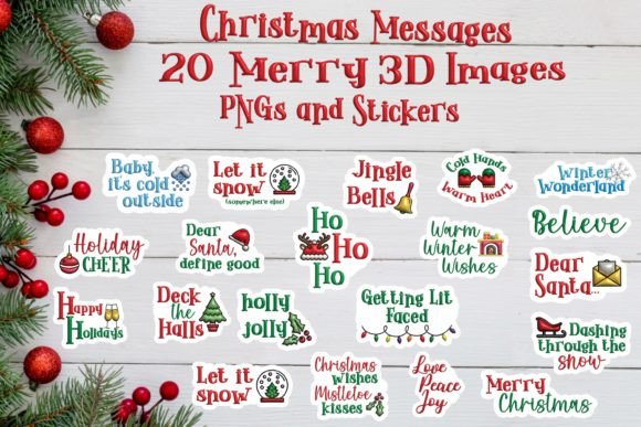 3D Christmas Messages-Stickers and PNGs: Elevating Holiday Creativity with Modern Design