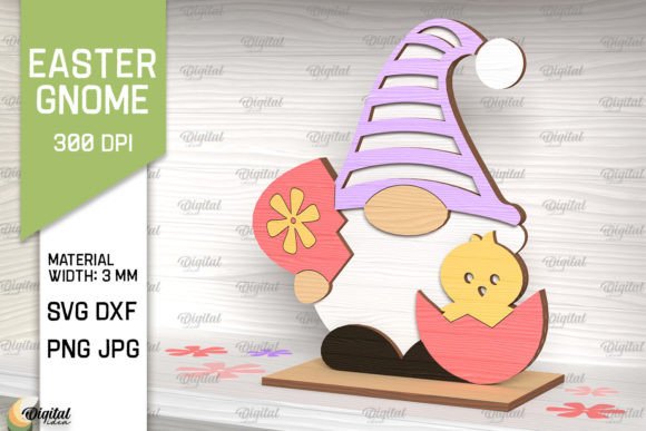 3D Easter Gnome Laser Cut. 3D Gnome SVG