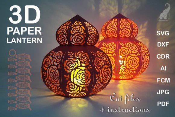 3D Floral Paper Lantern SVG Cut Files