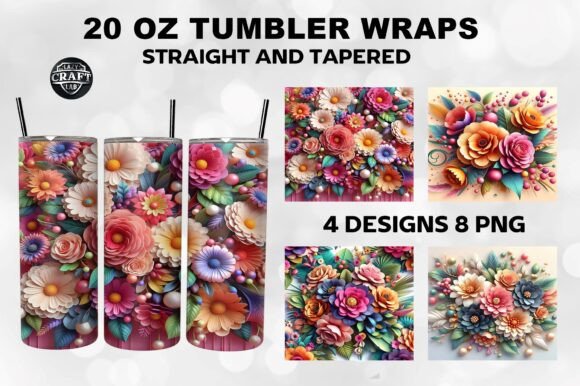 3D Flowers Bouquets Tumbler Wrap 20oz