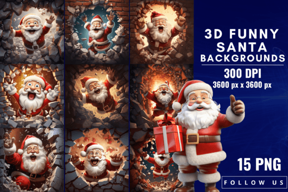3D Funny Santa Backgrounds: A Playful Twist for Festive Creations