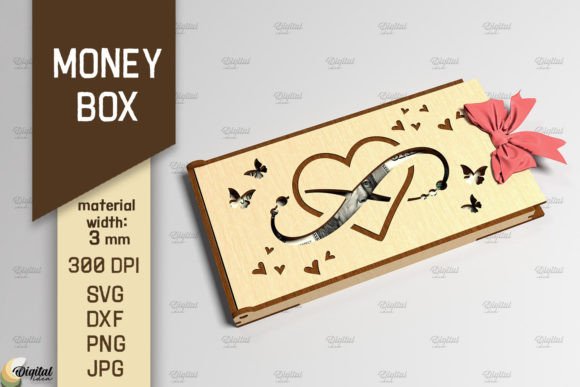3D Money Box. Cash Gift Box Laser Cut
