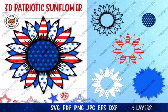 3D Patriotic Sunflower Paper Cut: A Layered Art for Creative Projects