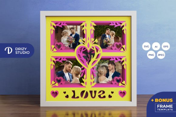 3D Photo Frame Shadow Box with Paper Cut Layers