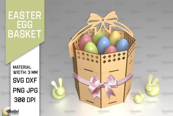 3D Round Easter Egg Basket Laser Cut for Creative Projects