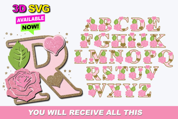 Alphabet 3D SVG Rose: A Creative Tool for Versatile Design Projects