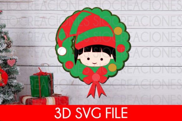 Christmas Garland Elf 3D SVG: A Festive Design for Every Occasion
