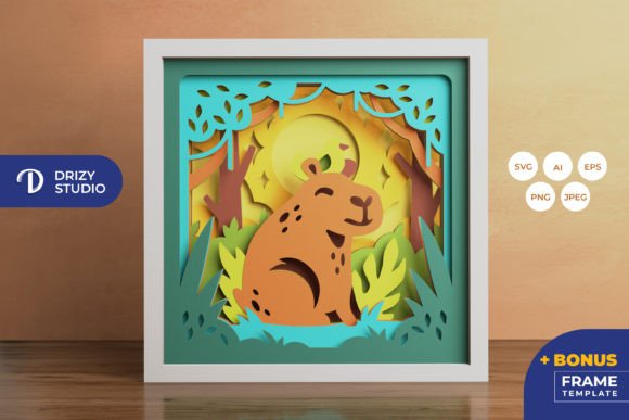 Cute Capybara 3D Shadow Box SVG – A Playful Art Project for Everyone