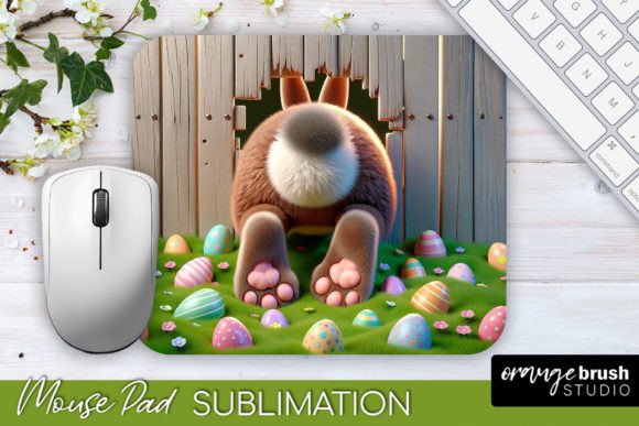 Easter Mousepad Bunny 3D Hole in Wall: A Festive Touch for Your Work Area