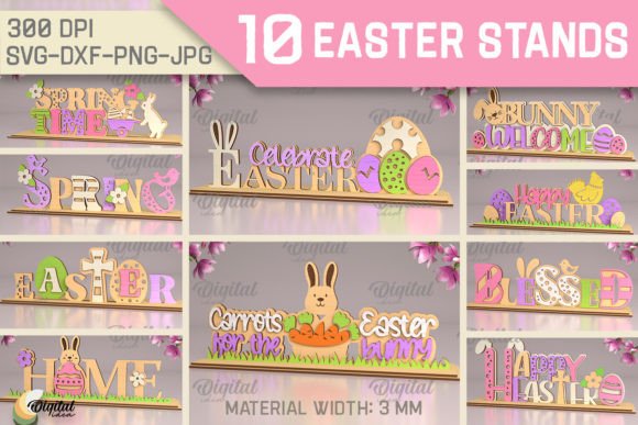 Easter Stands SVG. 3D Stands Laser Cut: A Versatile Digital Design Resource for Creative Projects