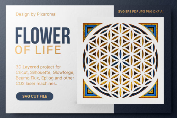 Flower of Life 3D Layered – Sacred Geometry Crafted in Depth