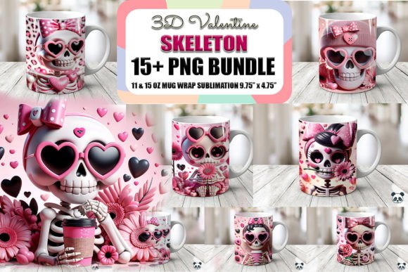 Valentine Skeleton 3D Mug Wrap Bundle: A Creative Sublimation Kit for Unique Holiday Gifts